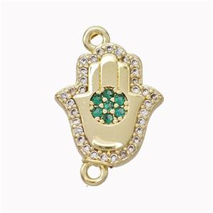 Copper Hamsahand Pendant Micropave Zirconia Gold Plated, approx 13-15mm [FN45470]
