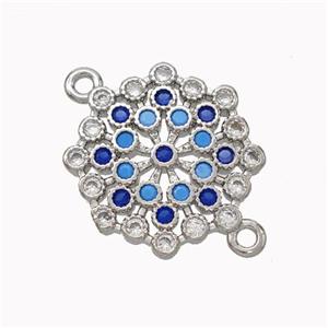Copper Flower Connector Micropave Zirconia Platinum Plated, approx 15mm [FN45472]
