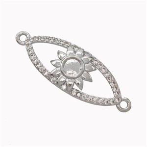 Copper Eye Connector Micropave Zirconia Sunflower Platinum Plated, approx 10-24mm [FN45477]