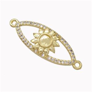 Copper Eye Connector Micropave Zirconia Sunflower Gold Plated, approx 10-24mm [FN45478]