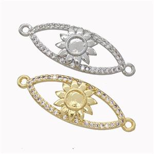 Copper Eye Connector Micropave Zirconia Sunflower Mixed, approx 10-24mm [FN45479]