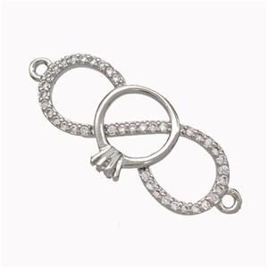 Copper Infinity Connector Micropave Zirconia Platinum Plated, approx 12-25mm [FN45486]