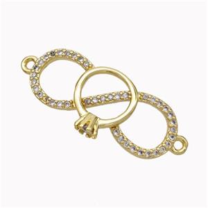 Copper Infinity Connector Micropave Zirconia Gold Plated, approx 12-25mm [FN45487]