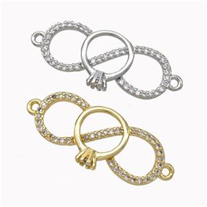 Copper Infinity Connector Micropave Zirconia Mixed, approx 12-25mm [FN45488]