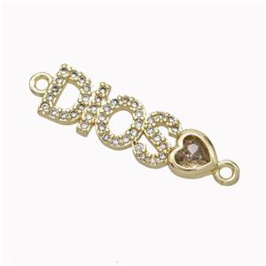 Copper Dios Connector Micropave Zirconia Heart Gold Plated, approx 7-21mm [FN45489]