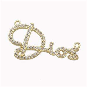 Copper Dios Pendant Micropave Zirconia Gold Plated, approx 18-34mm [FN45490]