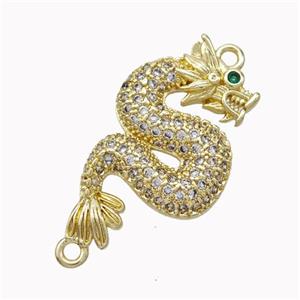 Copper Dragon Connector Micropave Zirconia Loong Gold Plated, approx 16-30mm [FN45491]