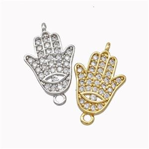 Copper Hamsahand Connector Micropave Zirconia Eye Mixed, approx 9-11mm [FN45497]