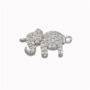 Copper Elephant Connector Micropave Zirconia Platinum Plated, approx 9-12mm [FN45498]