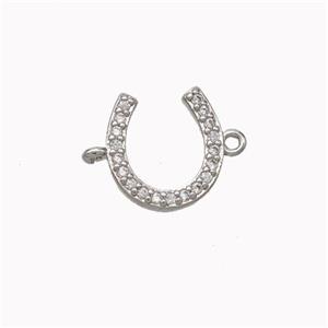 Copper Horseshoe Connector Micropave Zirconia Platinum Plated, approx 10mm [FN45501]