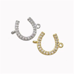 Copper Horseshoe Connector Micropave Zirconia Mixed, approx 10mm [FN45503]
