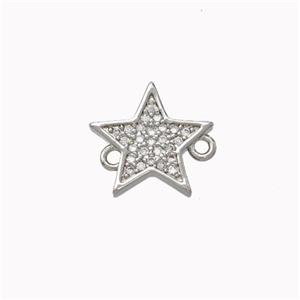 Copper Star Connector Micropave Zirconia Platinum Plated, approx 12mm [FN45504]