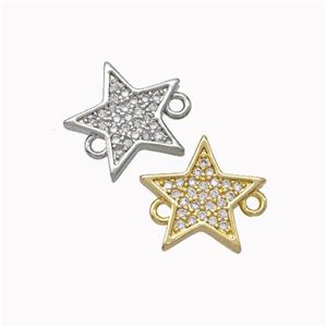Copper Star Connector Micropave Zirconia Mixed, approx 12mm [FN45506]