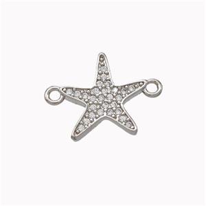 Copper Starfish Connector Micropave Zirconia Platinum Plated, approx 14mm [FN45507]