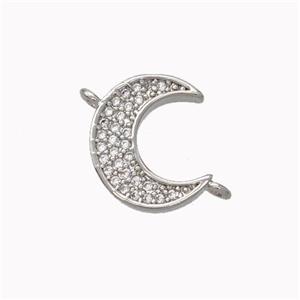 Copper Moon Connector Micropave Zirconia Platinum Plated, approx 11-13mm [FN45510]