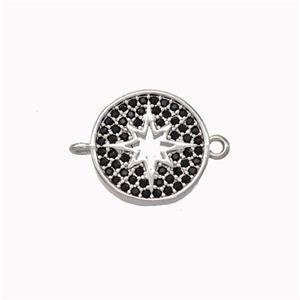Copper Northstar Connector Micropave Zirconia Circle Platinum Plated, approx 12.5mm [FN45513]