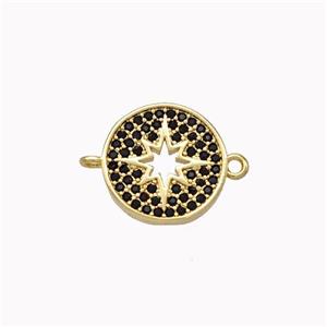 Copper Northstar Connector Micropave Zirconia Circle Gold Plated, approx 12.5mm [FN45514]