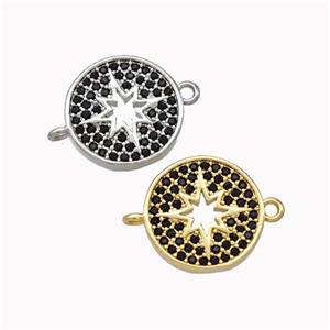 Copper Northstar Connector Micropave Zirconia Circle Mixed, approx 12.5mm [FN45515]
