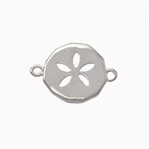Copper Flower Connector Circle Platinum Plated, approx 13mm [FN45519]