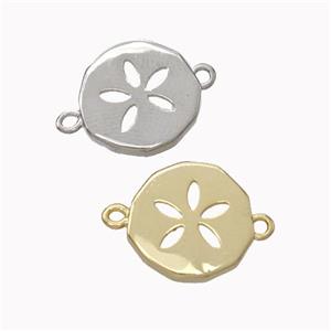 Copper Flower Connector Circle Mixed, approx 13mm [FN45521]