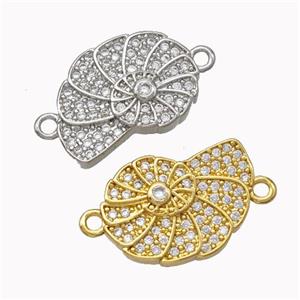 Nautilus Charms Copper Spiral Shell Connector Pave Zirconia Mixed, approx 12-16mm [FN45527]