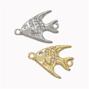 Copper Fish Connector Micropave Zirconia Mixed, approx 14-16mm [FN45530]