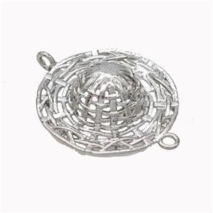 Hat Charms Copper Connector Hollow Platinum Plated, approx 22mm [FN45534]