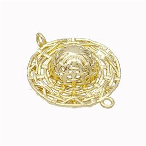 Hat Charms Copper Connector Hollow Gold Plated, approx 22mm [FN45535]