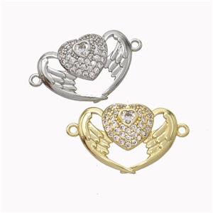 Copper Heart Angelwings Micropave Zirconia Mixed, approx 14-20mm [FN45551]