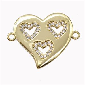 Copper Heart Micropave Zirconia Gold Plated, approx 20-21mm [FN45553]