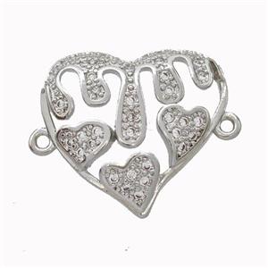 Copper Heart Micropave Zirconia Platinum Plated, approx 20-22mm [FN45558]