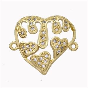 Copper Heart Micropave Zirconia Gold Plated, approx 20-22mm [FN45559]