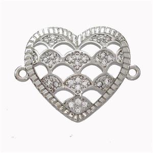 Copper Heart Micropave Zirconia Fan Platinum Plated, approx 20-22mm [FN45560]