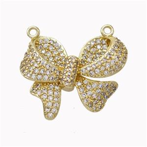 Copper Bowknot Pendant Micropave Zirconia Gold Plated, approx 20-26mm [FN45579]
