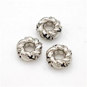 Copper Circle Beads Pave Zirconia Platinum Plated, approx 7.5mm, 3mm hole [FN45581]