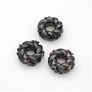 Copper Circle Beads Pave Zirconia Black Plated, approx 7.5mm, 3mm hole [FN45584]