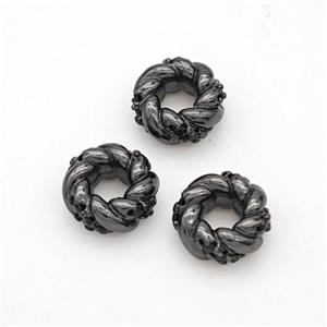 Copper Circle Beads Pave Zirconia Black Plated, approx 7.5mm, 3mm hole [FN45585]