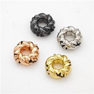 Copper Circle Beads Pave Zirconia Mixed, approx 7.5mm, 3mm hole [FN45586]