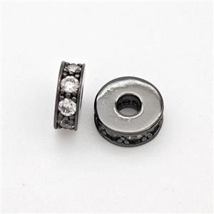 Copper Heishi Spacer Beads Micropave Zirconia Black Plated, approx 7mm, 2mm hole [FN45590]