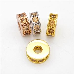 Copper Heishi Spacer Beads Micropave Zirconia Mixed, approx 7mm, 2mm hole [FN45595]