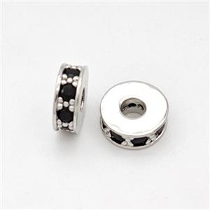 Copper Heishi Spacer Beads Micropave Zirconia Platinum Plated, approx 7mm, 2mm hole [FN45596]