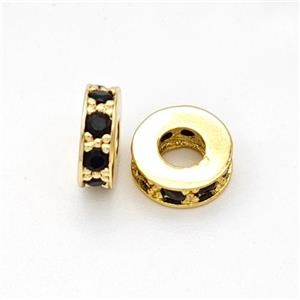 Copper Heishi Spacer Beads Micropave Zirconia Gold Plated, approx 7mm, 2mm hole [FN45597]