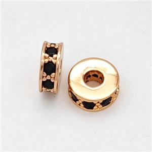 Copper Heishi Spacer Beads Micropave Zirconia Rose Gold, approx 7mm, 2mm hole [FN45598]