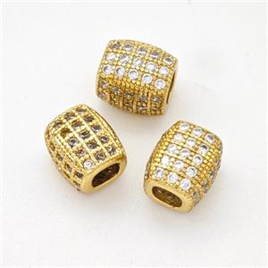 Copper Cuboid Beads Pave Zirconia Large Hole Gold Plated, approx 6-7mm, 3mm hole [FN45608]