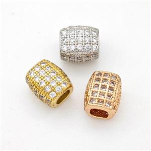 Copper Cuboid Beads Pave Zirconia Large Hole Mixed, approx 6-7mm, 3mm hole [FN45610]