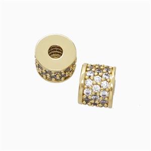 Copper Tube Beads Micropave Zirconia Gold Plated, approx 6-7mm, 2mm hole [FN45612]