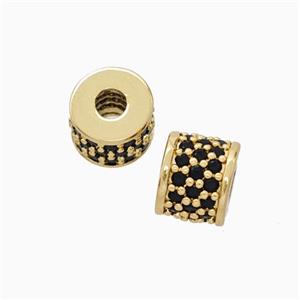 Copper Tube Beads Micropave Zirconia Gold Plated, approx 6-7mm, 2mm hole [FN45613]
