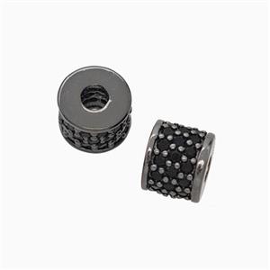 Copper Tube Beads Micropave Zirconia Black Plated, approx 6-7mm, 2mm hole [FN45614]