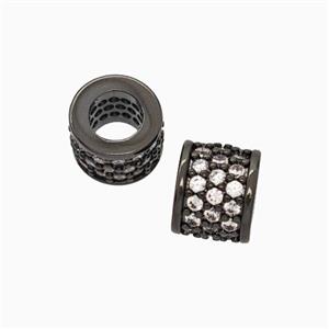 Copper Tube Beads Micropave Zirconia Black Plated, approx 6-7mm, 4mm hole [FN45615]