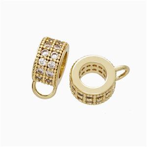 Copper Hanger Bail Micro Pave Zirconia Gold Plated, approx 9mm, 5mm hole [FN45619]
